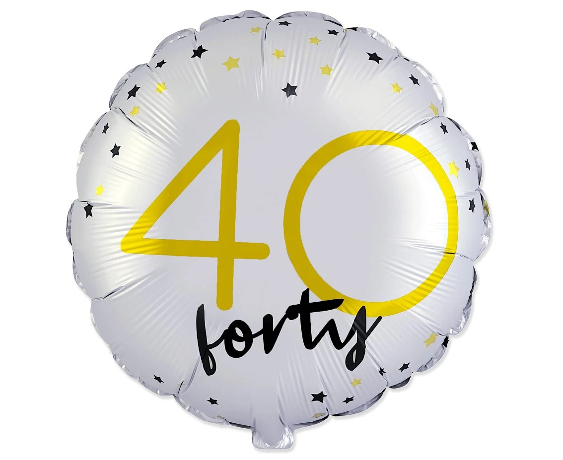 Foil balloon 18" FX - Happy Birthday 40 (round), packed